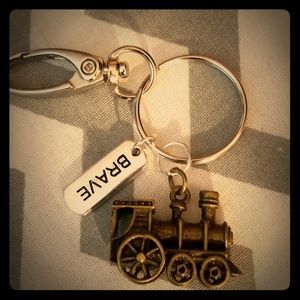 Vintage Train Keepsake Charm Keyring \ Beltclip